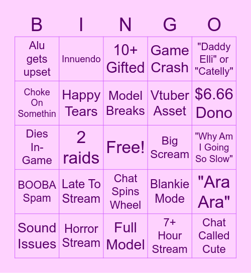 Scuffed Stream Bingo! Bingo Card
