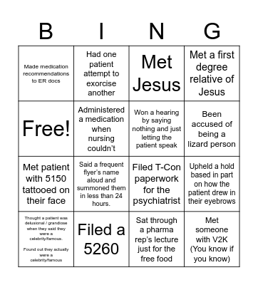 Inpatient SW Bingo Card