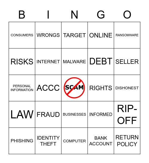 HCHS Scams! Bingo Card