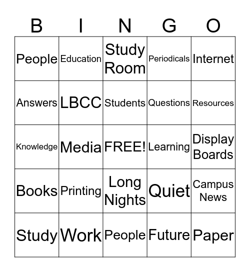 LBCC Library Staff Bingo Card