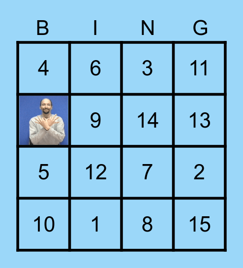 ASL Numbers 1-15 Bingo Card