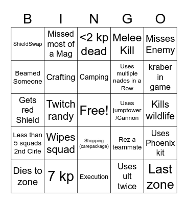 Apex randy Bingo Card