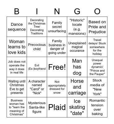 Hallmark Christmas Movies Bingo Card