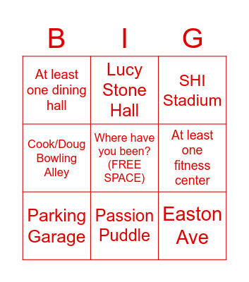 Week 11: Big Campus Bingo Card