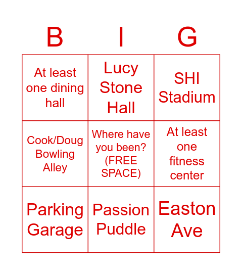 Week 11: Big Campus Bingo Card