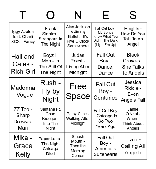 Game Of Tones Vol. 2 Bingo Card
