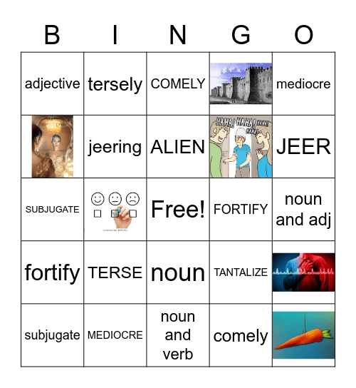 Unit 2A Bingo Card