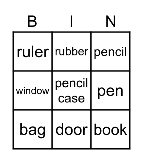 School things Bingo Card