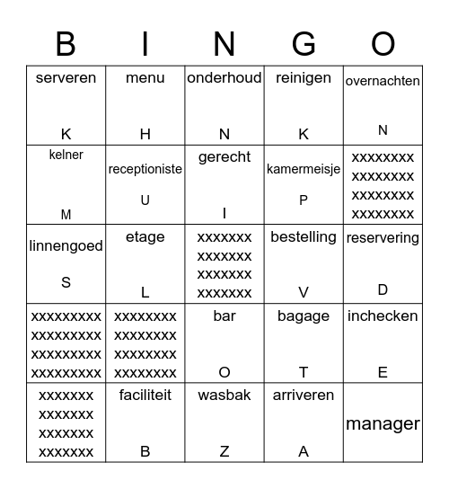 Hostel Bingo Card