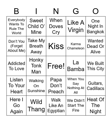 Teenage Years Bingo Card