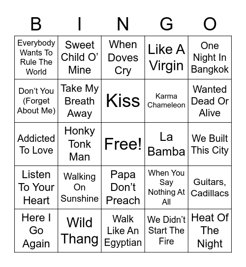 Teenage Years Bingo Card