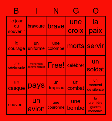 Le jour du souvenir Bingo Card