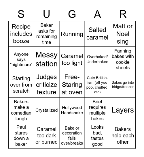 Caramel Week Bingo Card