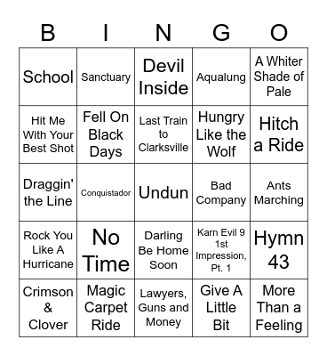Artists Not In The Hall Of Fame (But should be?) Bingo Card