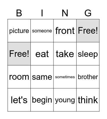 Word Work 11.9 Bingo Card