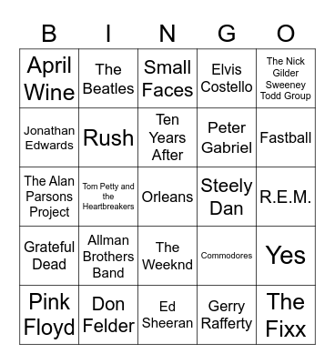 Who Sang This Song Bingo Card