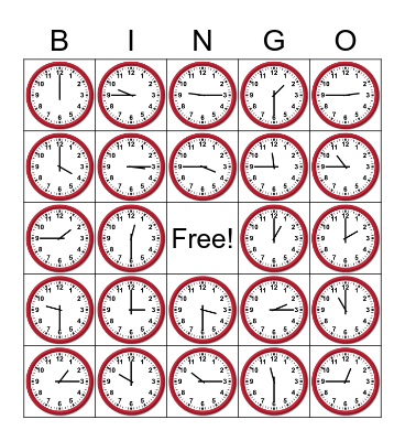 What time is it? Bingo Card