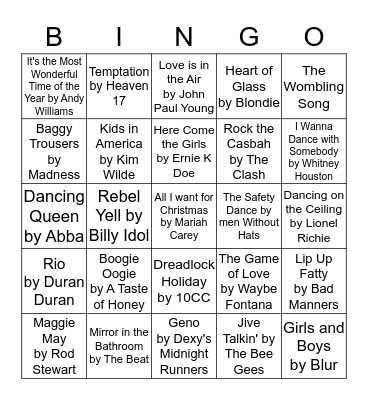 Cheesy Musical Bingo!! Bingo Card