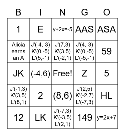 Benchmark 2 Review Bingo Card