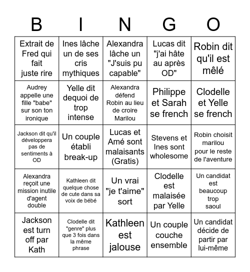 OD 7 novembre 2021 Bingo Card