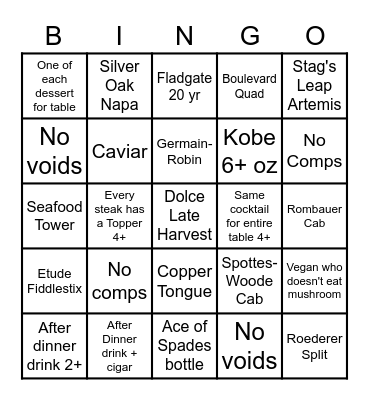 Card Sharks Bingo Card