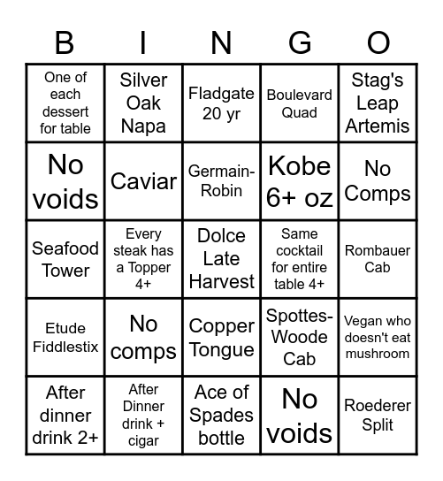 Card Sharks Bingo Card