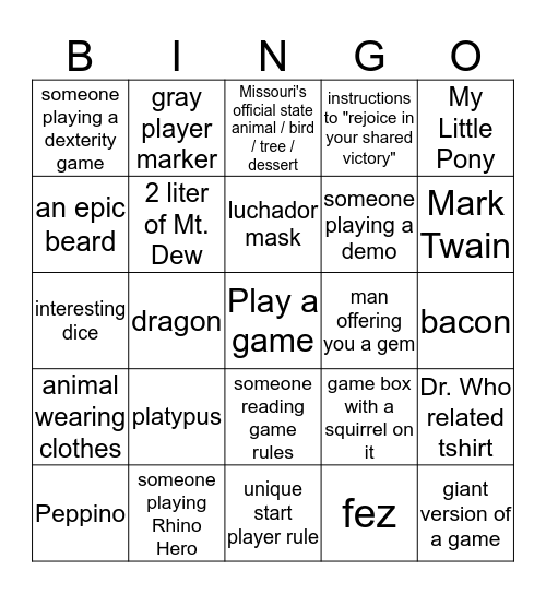 Geekway 2015 Bingo Card