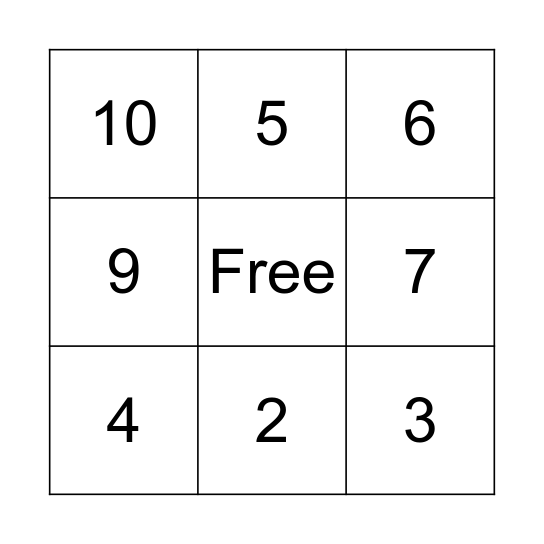 Number Bingo Card