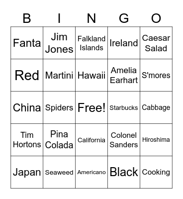 Nov 21 Game 3 Four Corners Trivia Bingo Card
