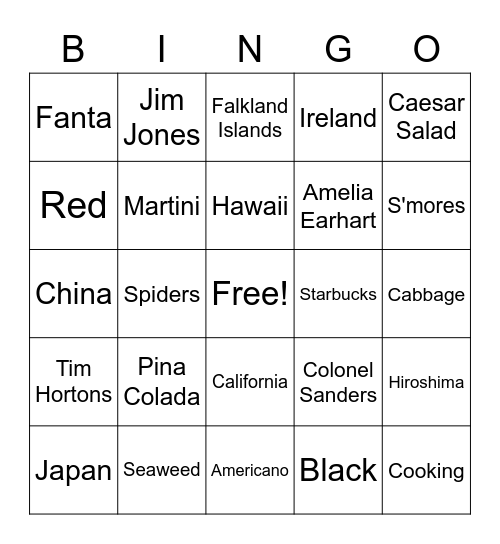Nov 21 Game 3 Four Corners Trivia Bingo Card
