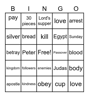 Jesus Prays Bingo Card