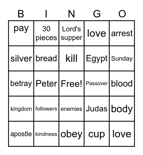 Jesus Prays Bingo Card