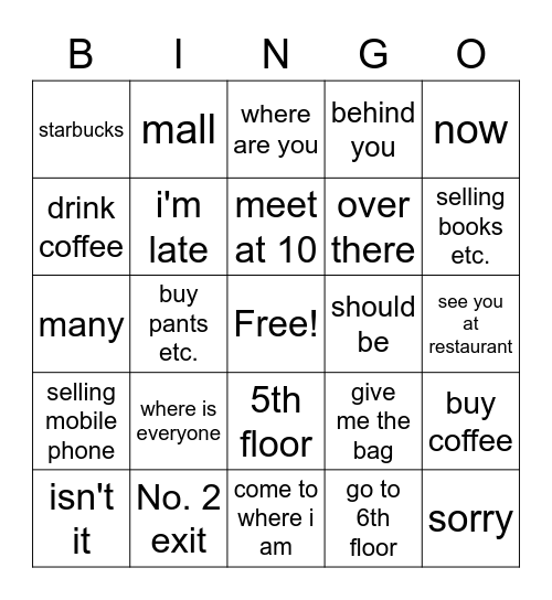 Task 4 Listening Bingo Card