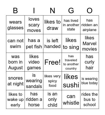 Find Someone Who... Bingo Card