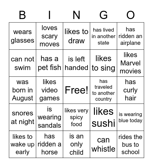 Find Someone Who... Bingo Card