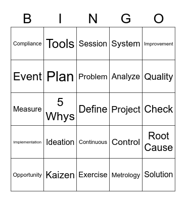 Kaizen Bingo Card
