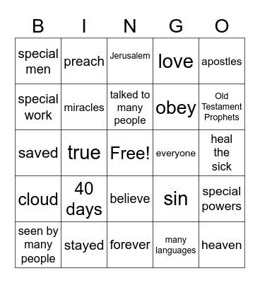 Jesus Returns to Heaven Bingo Card