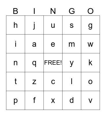 ABC Bingo Card