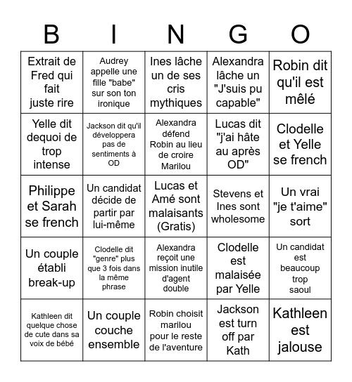 OD 7 novembre 2021 Bingo Card