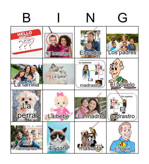 La Familia y Las Mascotas  Bingo Card