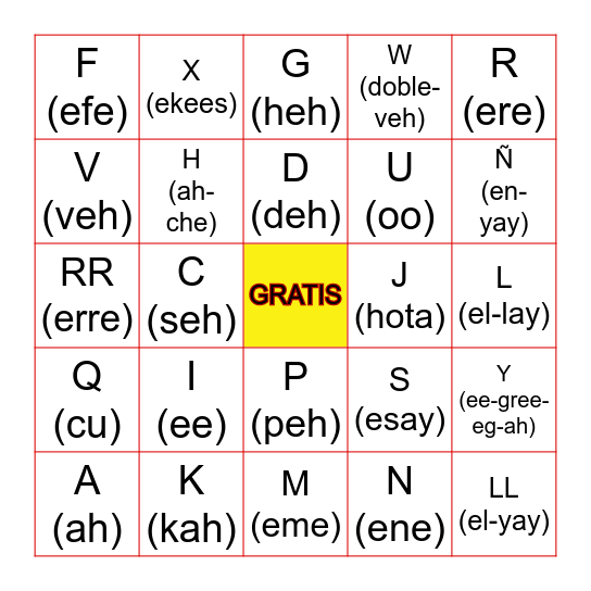 El Alfabeto Bingo Card