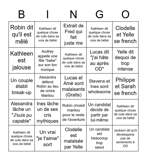 OD 7 novembre 2021 Bingo Card
