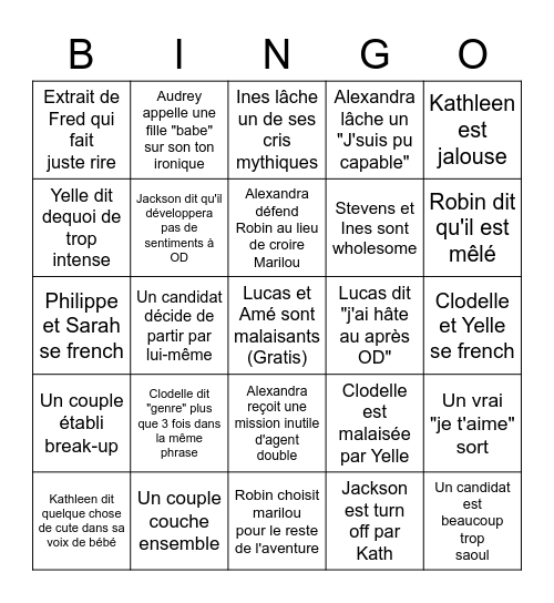 OD 7 novembre 2021 Bingo Card