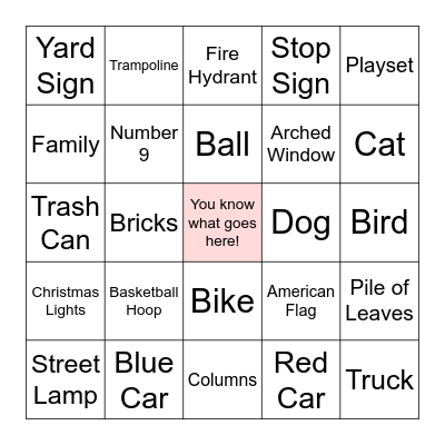 Neighborhood Hunt! Bingo Card