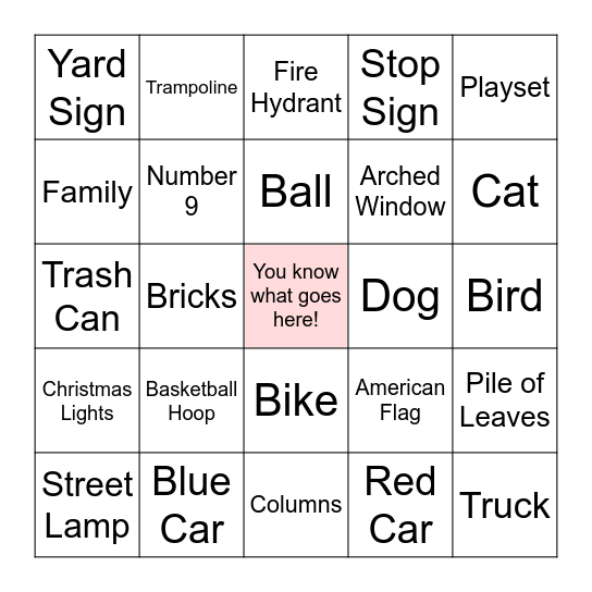 Neighborhood Hunt! Bingo Card