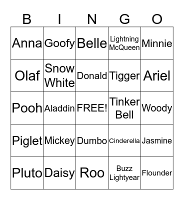 Disney Bingo Card