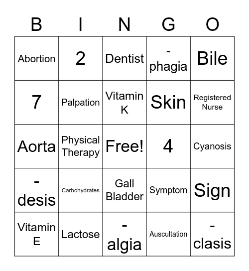 HOSA BINGO! Bingo Card