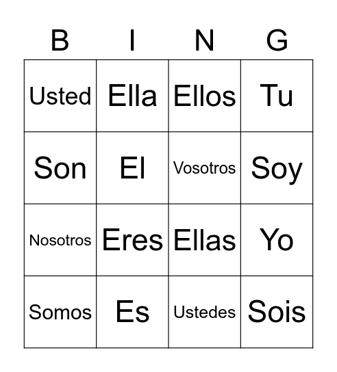 SER Bingo Card