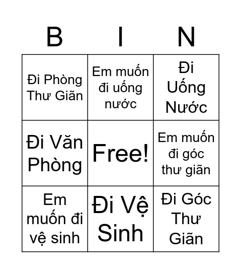 Đi .... Bingo Card