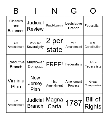 Constitution  Bingo Card